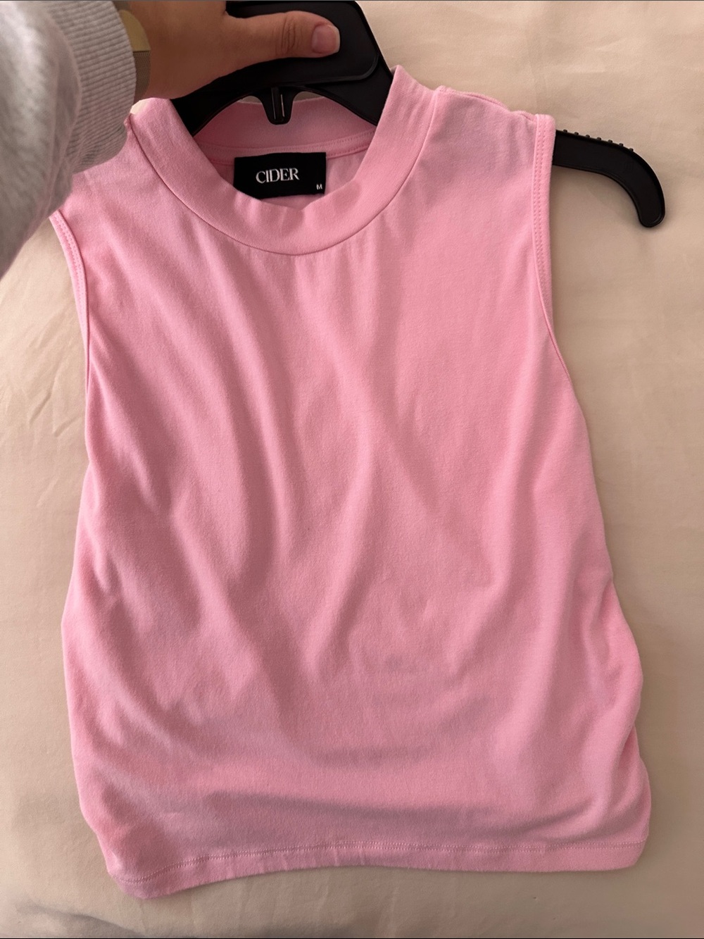 Cider Light Pink Mock Neck Sleeveless Tank